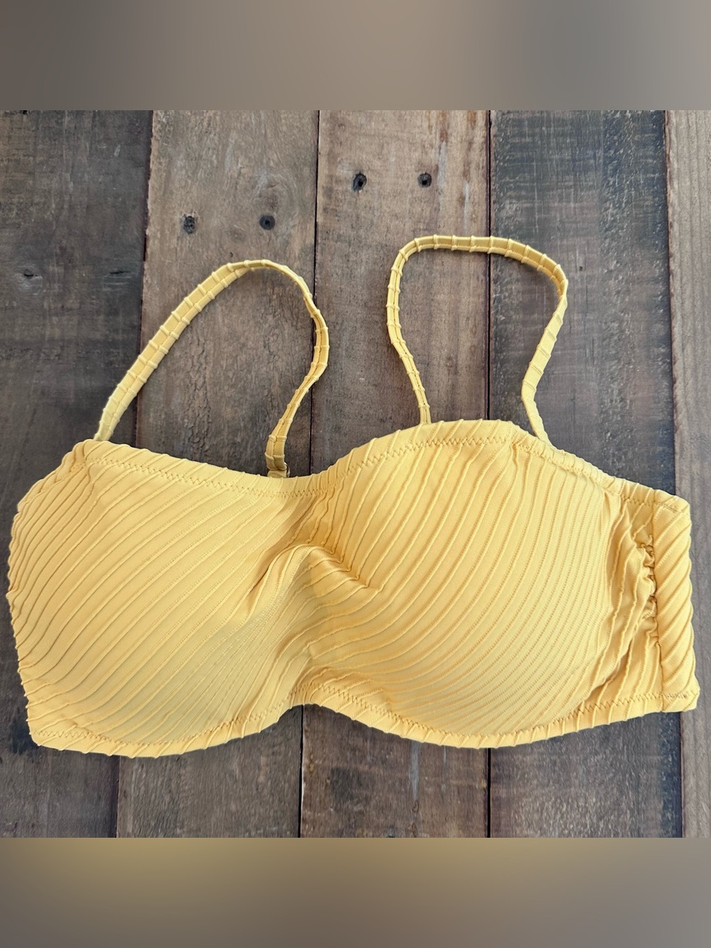 Shade & Shore Yellow/Gold Ribbed Bikini Top 34C